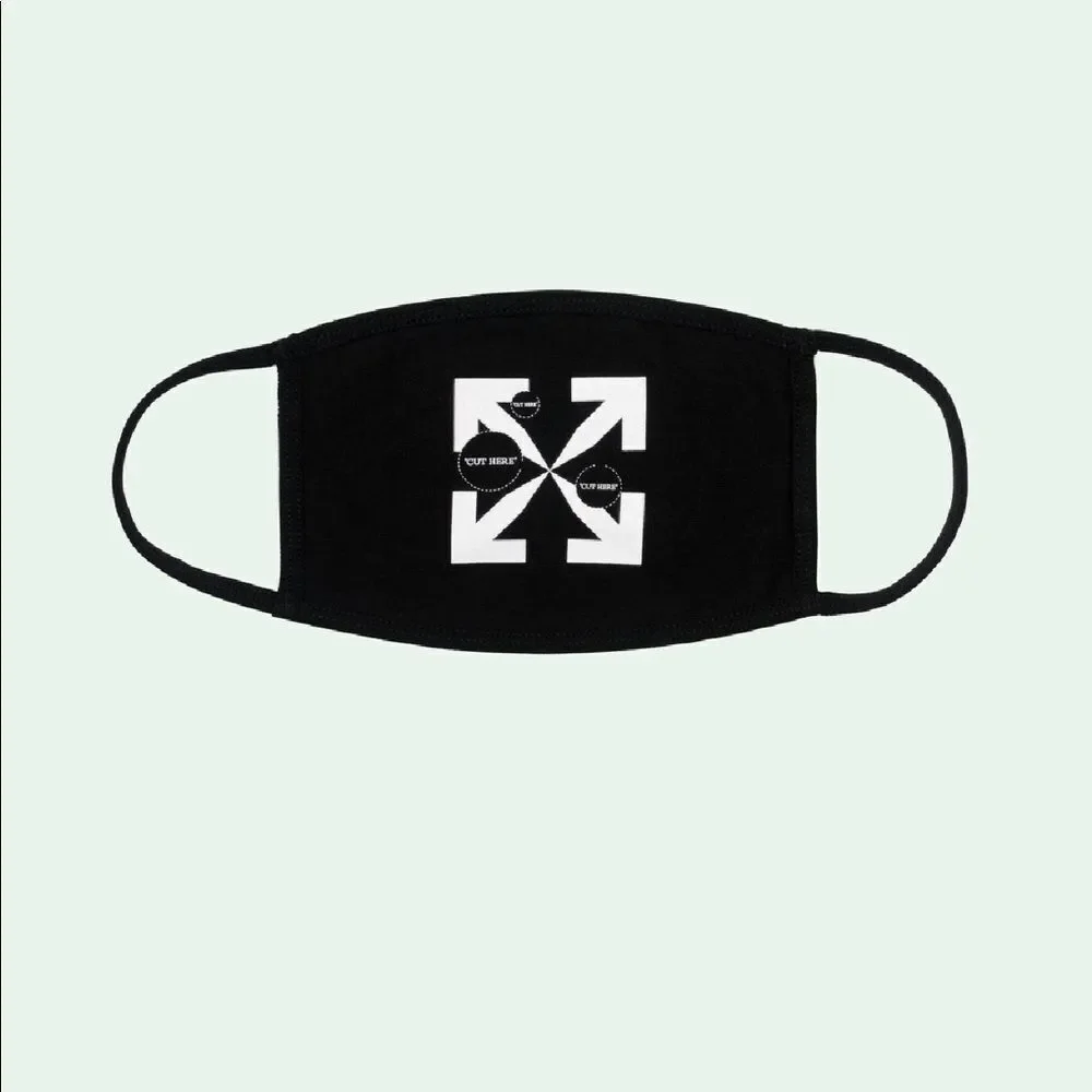 Off-White Arrows Motif “Cut Here” Black Unisex Face Mask NWT